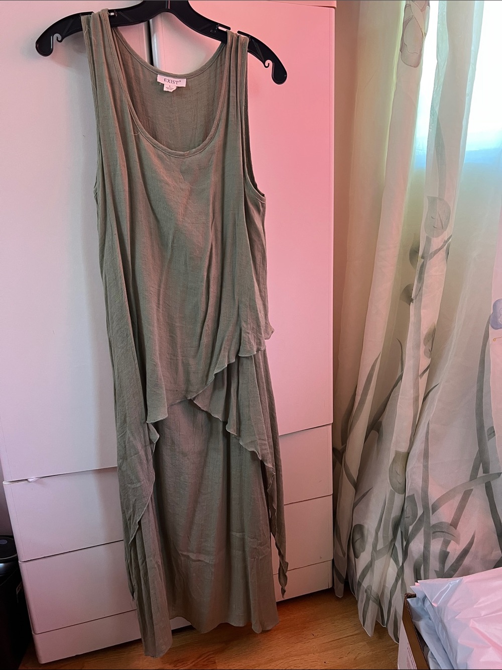 Exist Olive Layered Sleeveless Maxi Dress